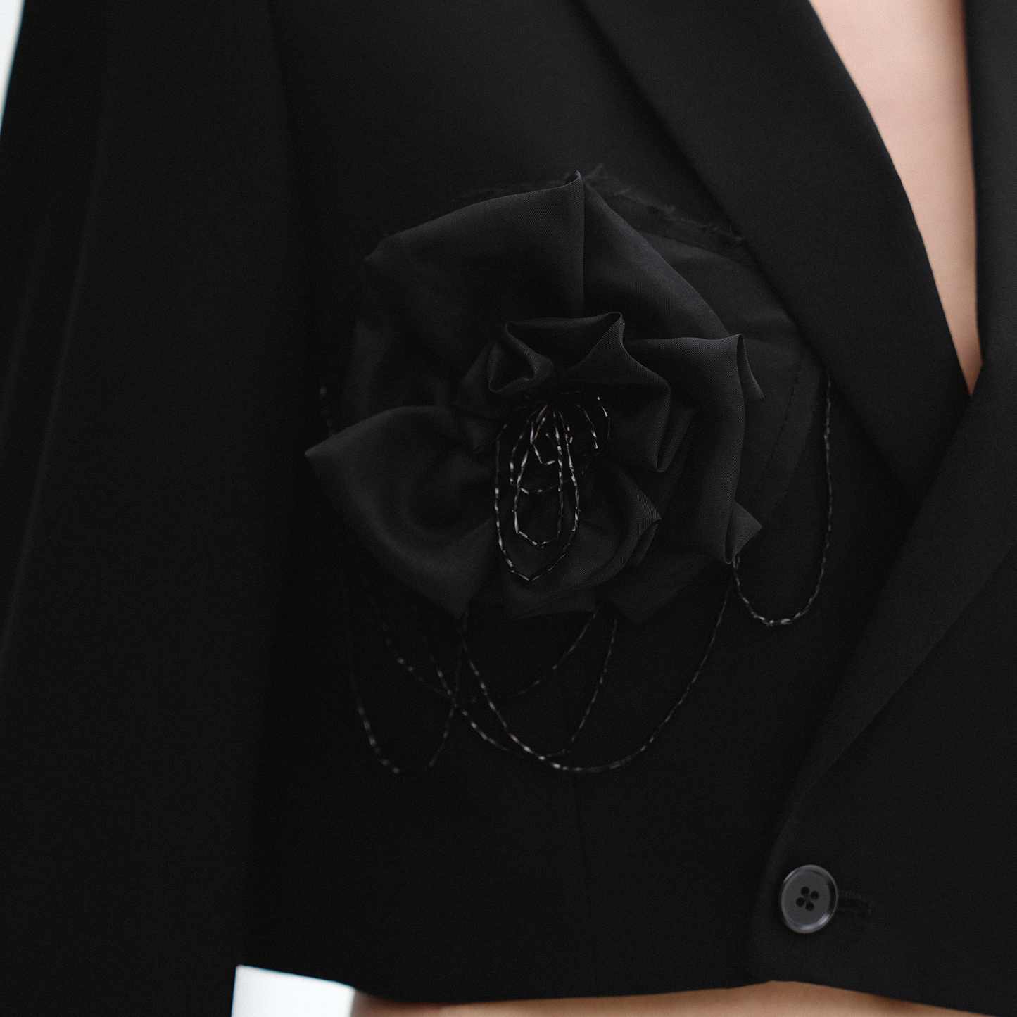 Cropped Jacket with organza flowers